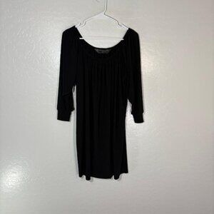 KAMALIKULTURE Dress Womens Medium Black Off Shoulder Stretch 3/4 Sleeve Tunic